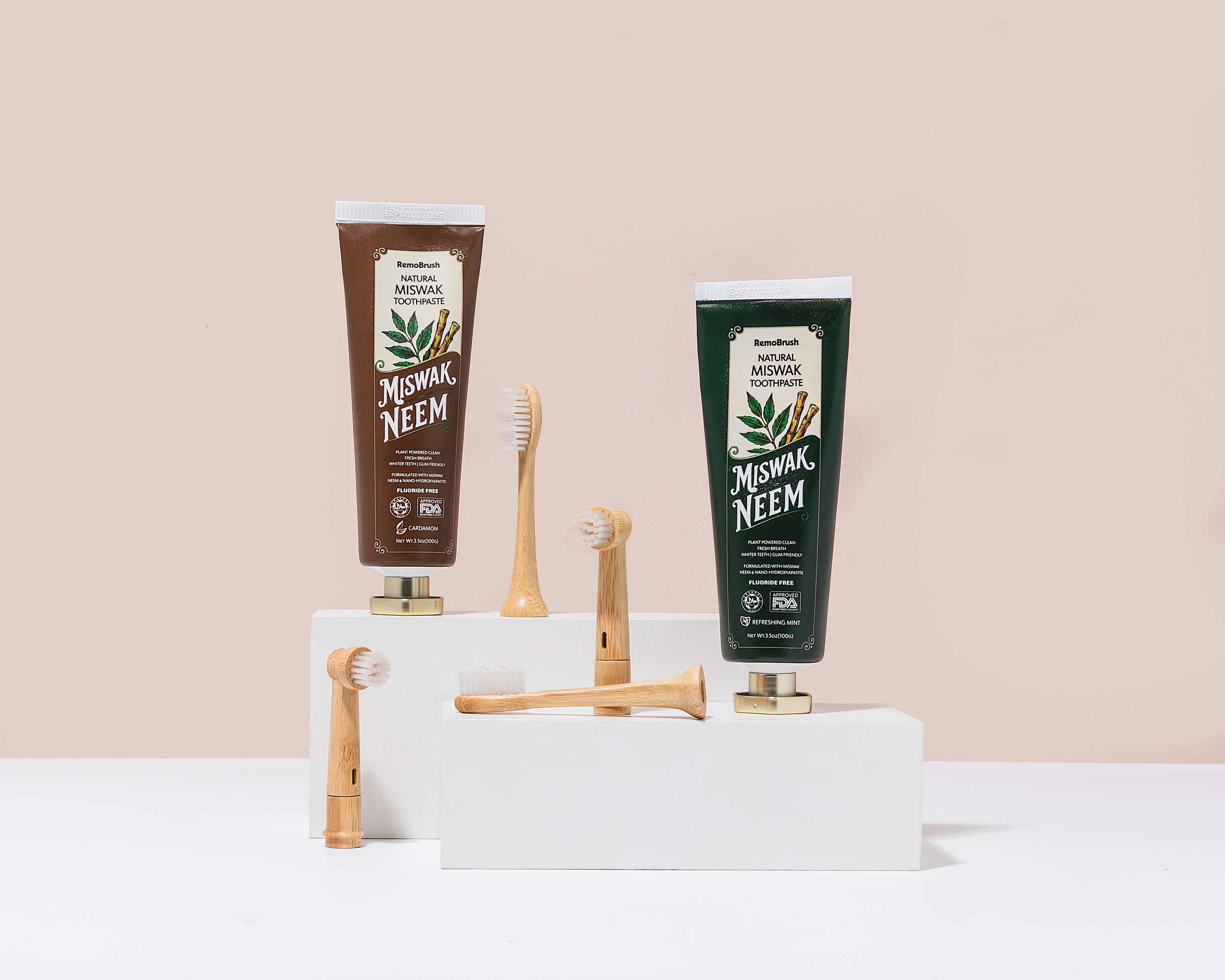 Miswak-Infused Electric Bamboo Toothbrush Heads (2-Pack)
